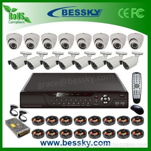 16CH H. 264 Standalone DVR and IR Camera CCTV System